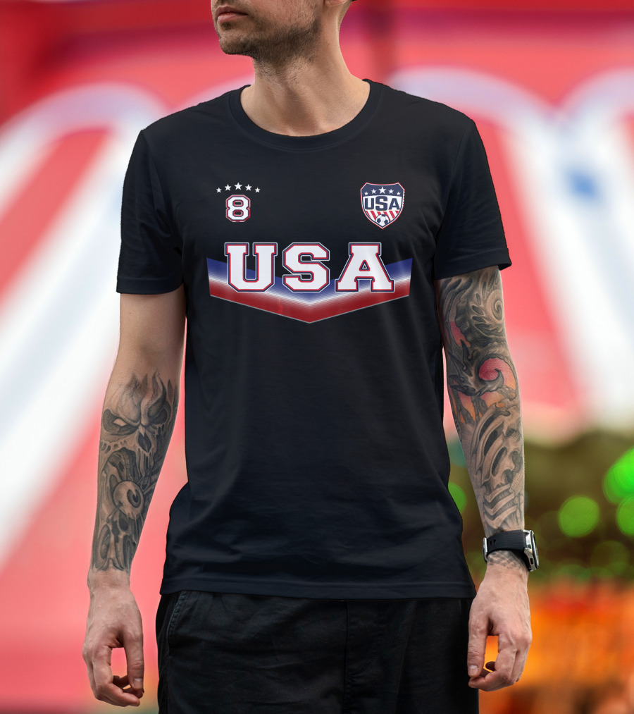 USA Soccer Number 8 Star Shield T-Shirt