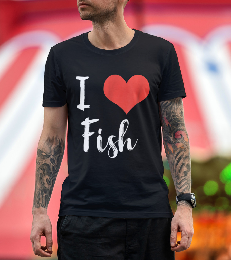 I Love Fish Heart T-Shirt