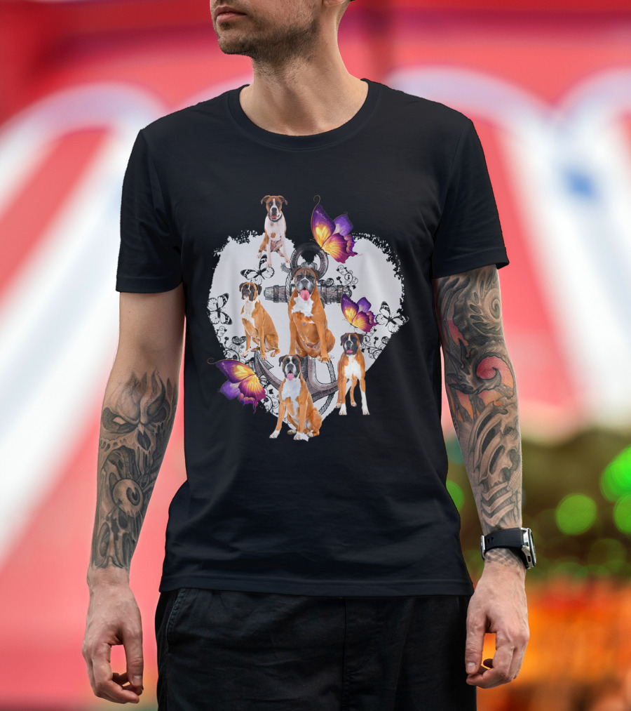 BOXER DOG IN MY HEART ANCHOR AND BUTTERFLY T-Shirt
