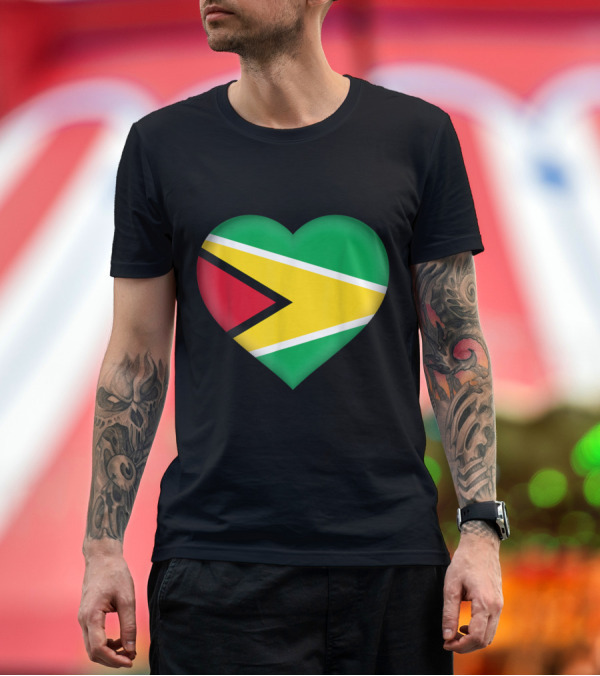 Premium T-Shirt: I Love Guyana Guyanese Heart Flag T-Shirt I Love Guyana Guyanese Heart Flag T-Shirt