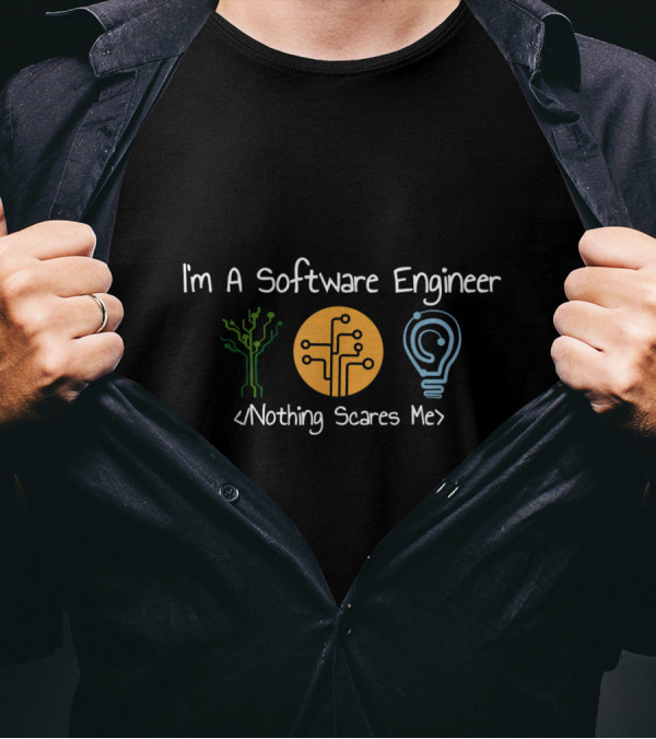 I'm A Software Engineer Nothing Scares Me Circuit Board Tree Light Bulb T-Shirt
