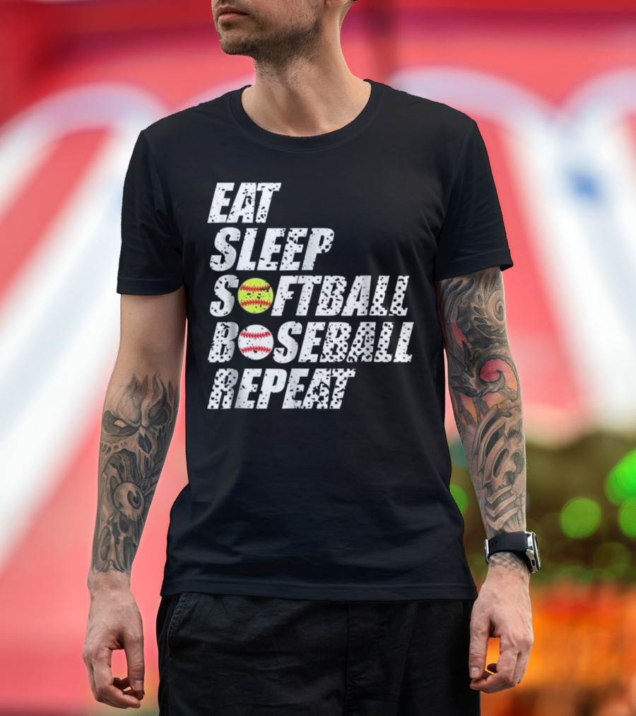 Eat Sleep Softball Baseball Repeat T-Shirt
