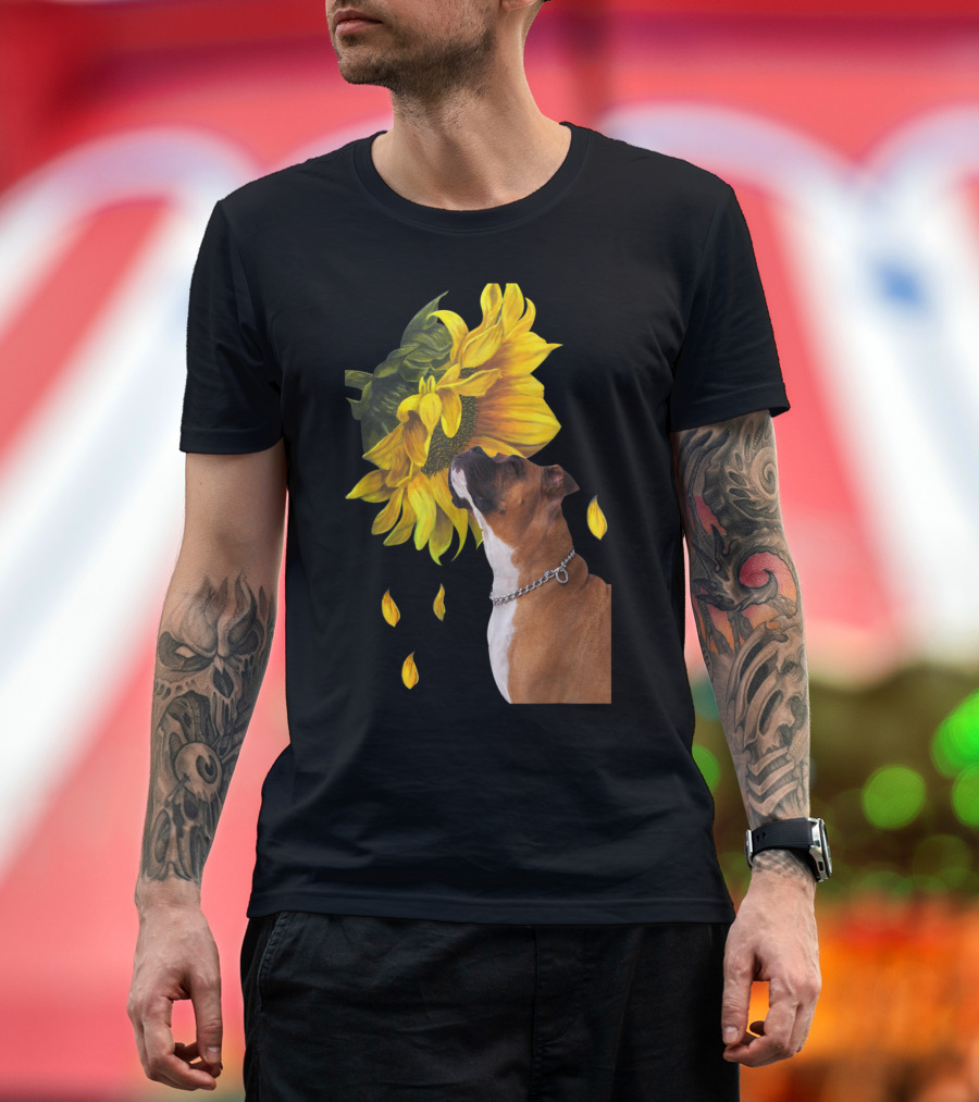 Boxer and Sunflower Blossoms T-Shirt