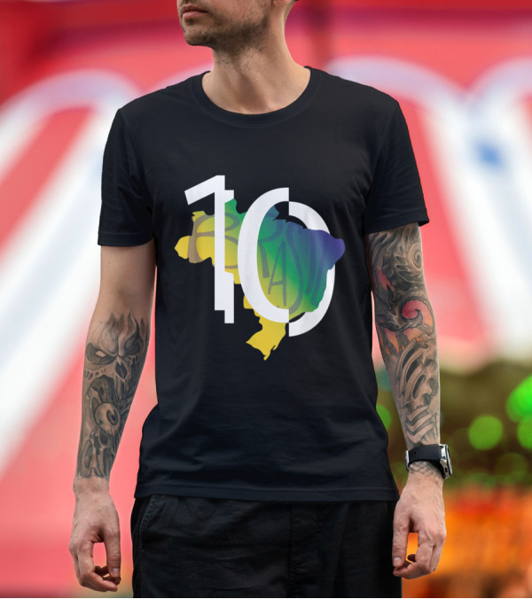 Premium T-Shirt: 10 Brazil Soccer Brasil Futebol Map T-Shirt 10 Brazil Soccer Brasil Futebol Map T-Shirt