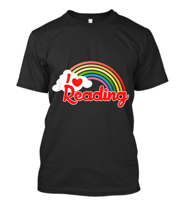 I Love Reading With A Rainbow And Heart Cloud T-Shirt
