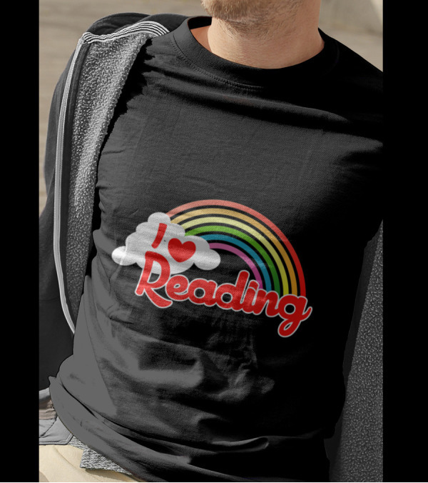 I Love Reading With A Rainbow And Heart Cloud T-Shirt