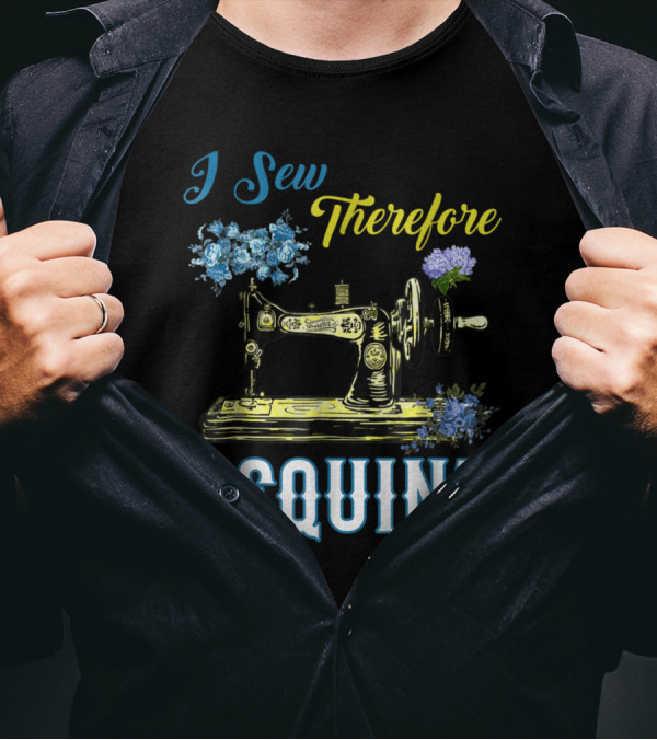 I Sew Therefore I Squint Fabricologist Vintage Sewing Machine Floral T-Shirt