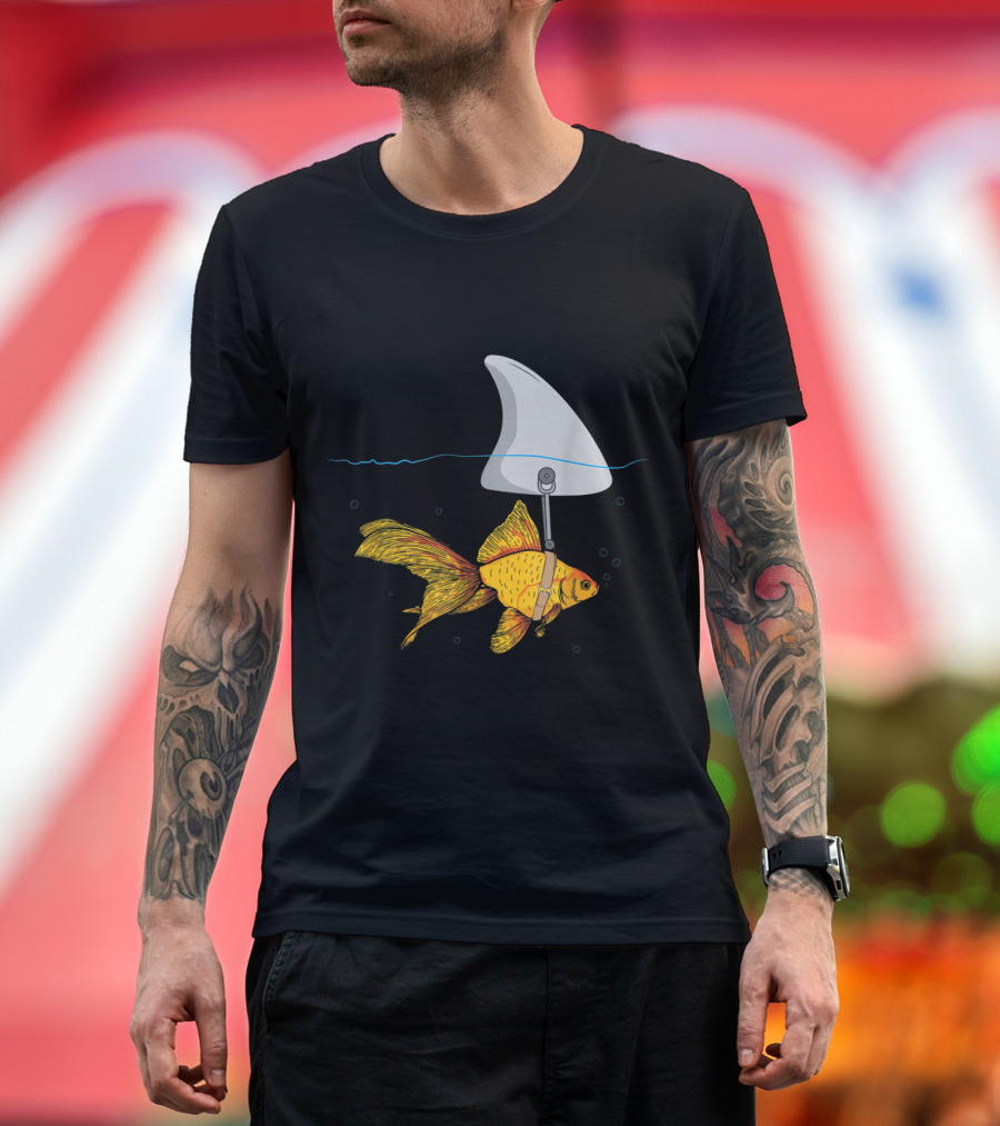 Goldfish with Fake Shark Fin Fun T-Shirt