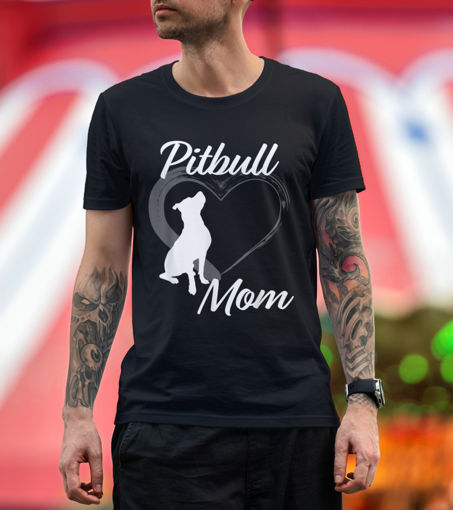 Pitbull Mom Heart T-Shirt