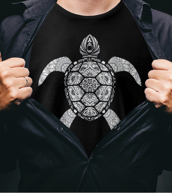 Turtle Mandala Pattern Yoga Exercise T-Shirt