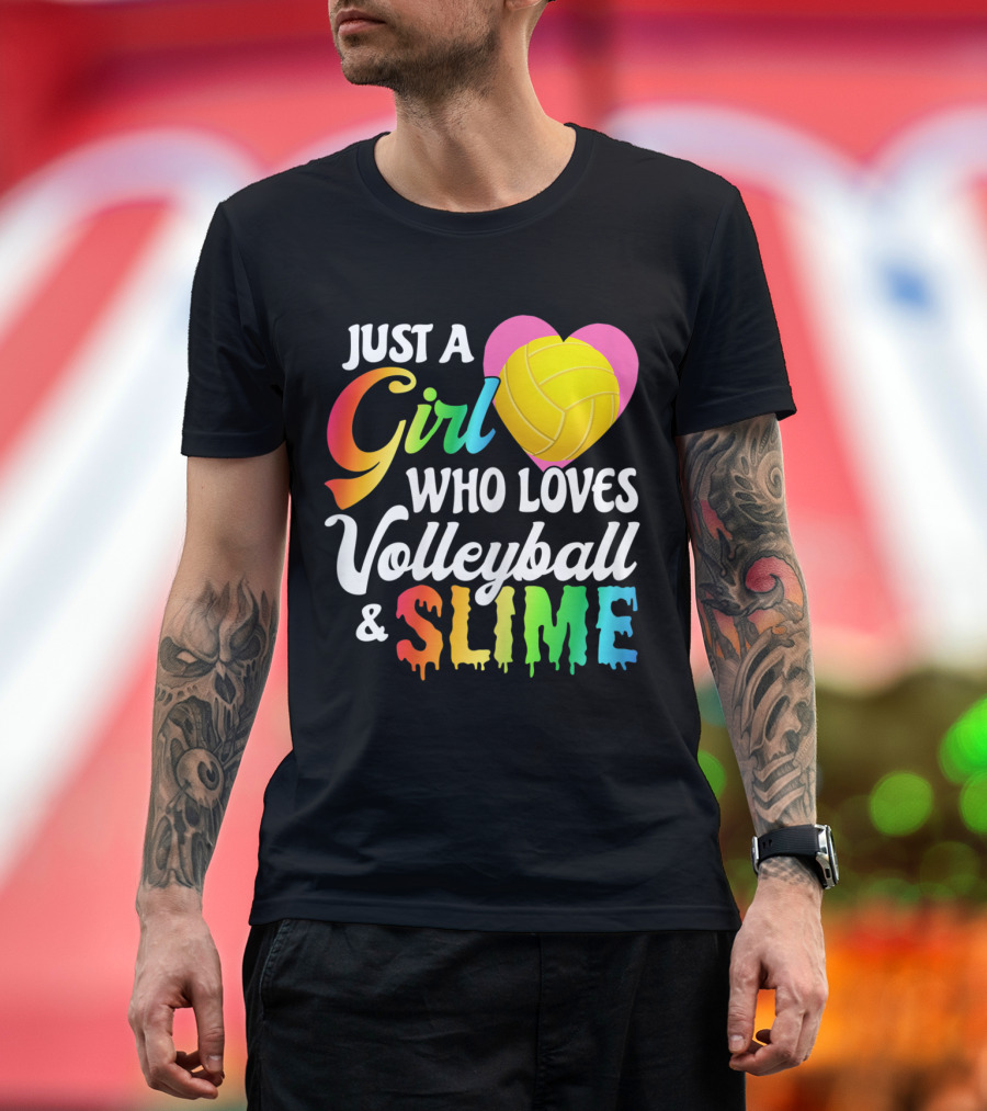 Just A Girl Who Loves Volleyball and Slime Heart Icon T-Shirt