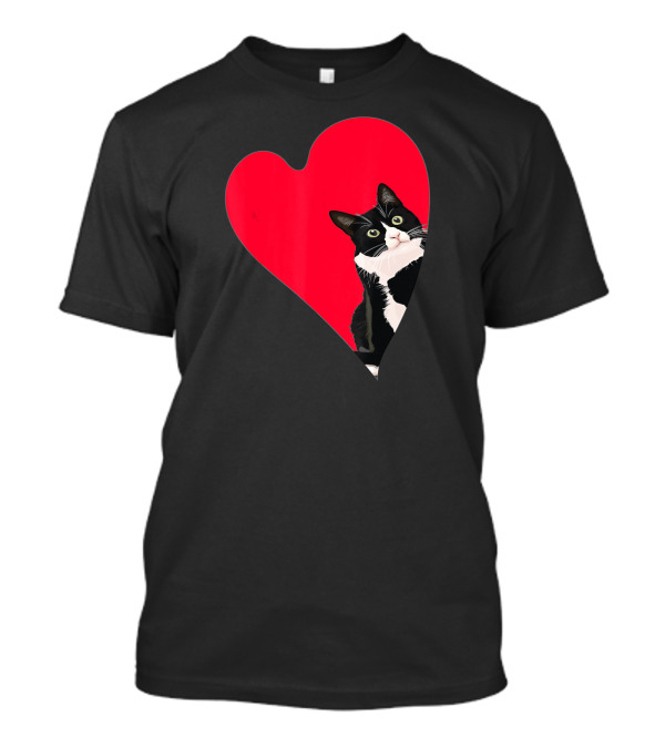 Tuxedo Cat Valentine Heart For Kitten And Ani T-Shirt