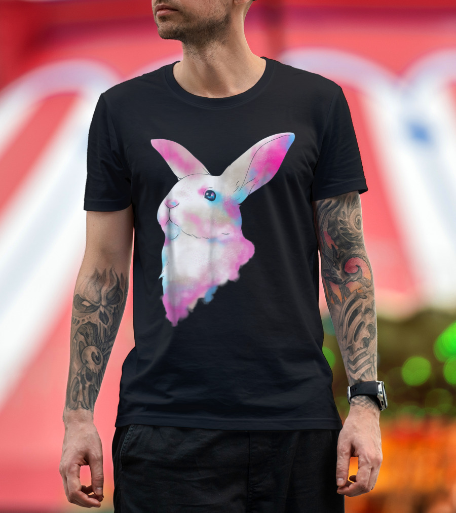 Cute Space Rainbow Blur Rabbit with Colorful Ears T-Shirt