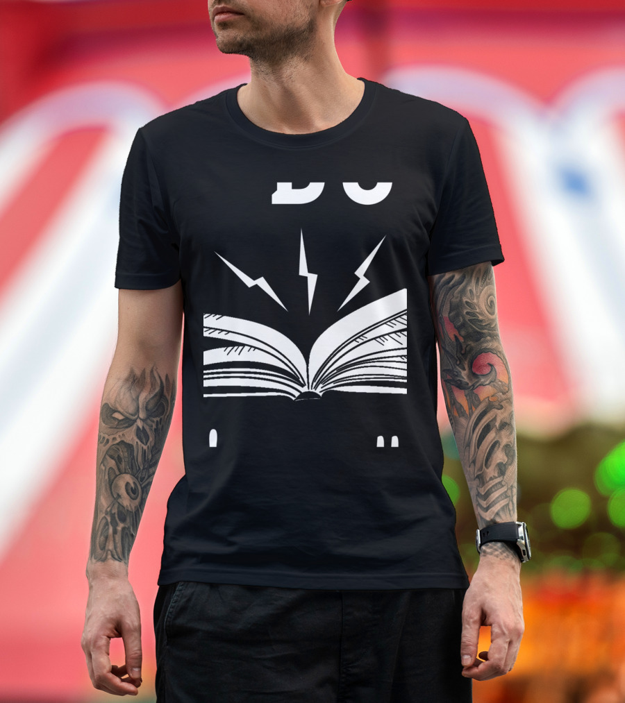 Ask Me About My Book Lover Lightning Power with Open Pages T-Shirt