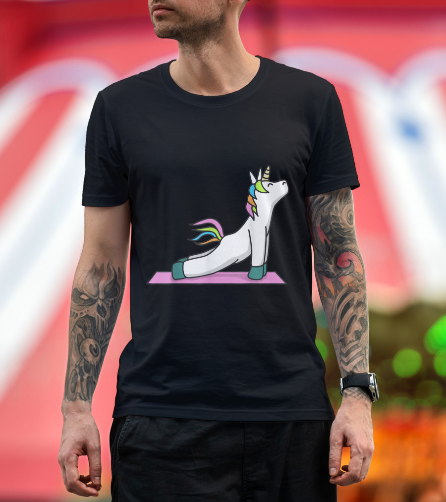 Cute Unicorn Meditation Yoga Pose on Mat T-Shirt