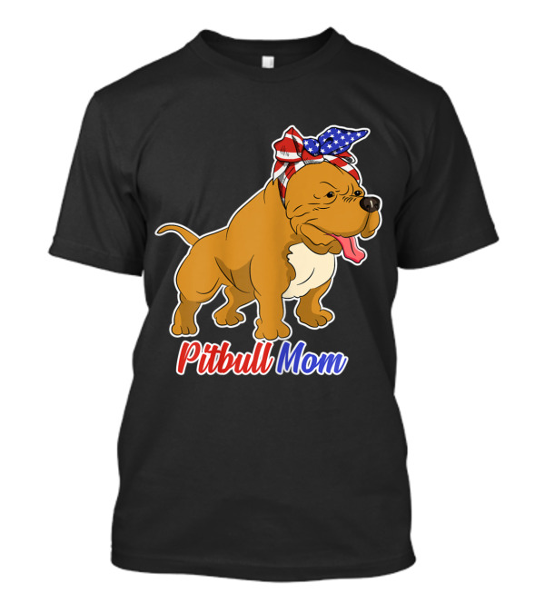 Pitbull Mom American Flag Bandana Bulldog T-Shirt