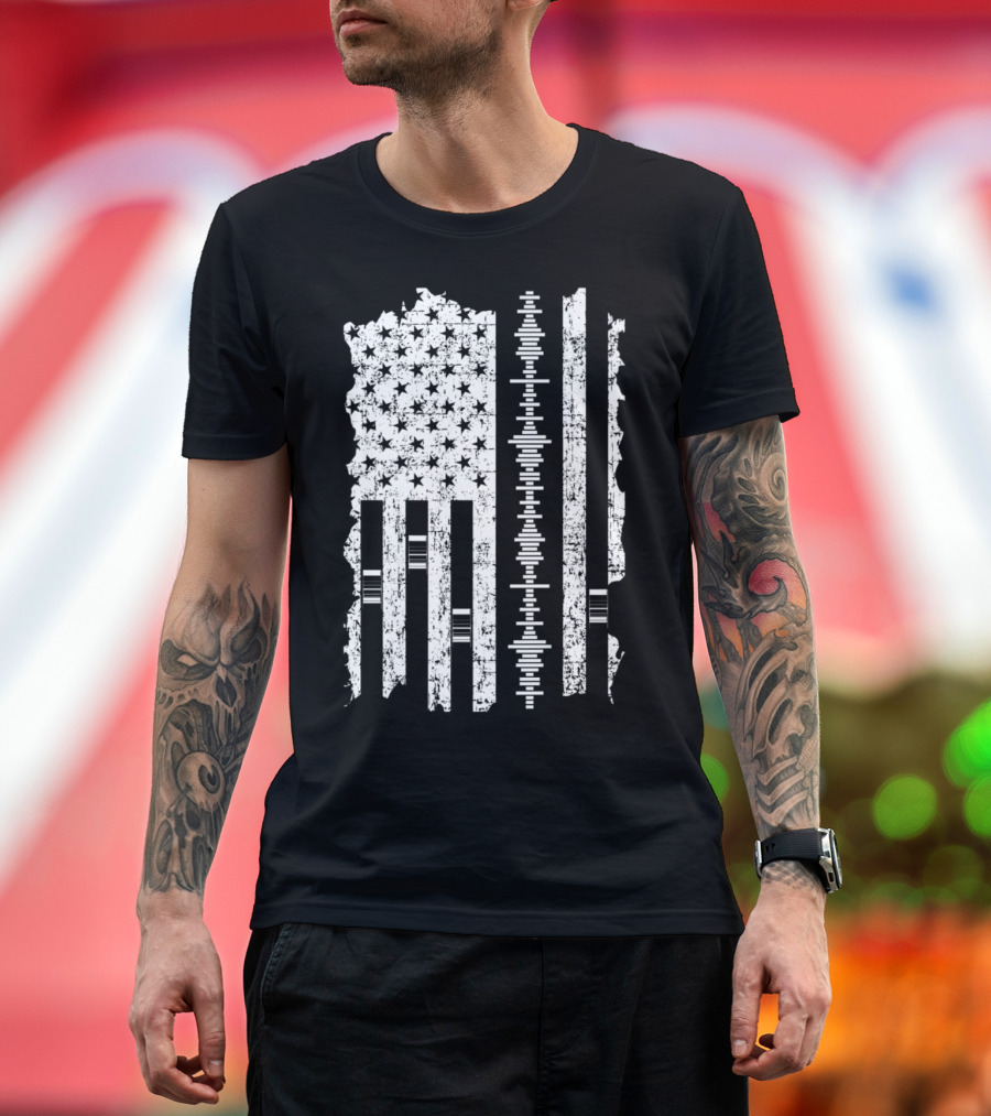 American Flag Audio Waveform Engineer T-Shirt