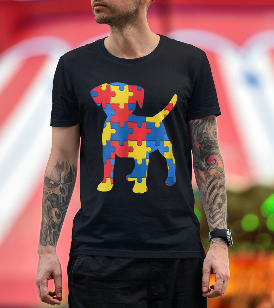 Autism Awareness Puzzle Beagle Dog T-Shirt