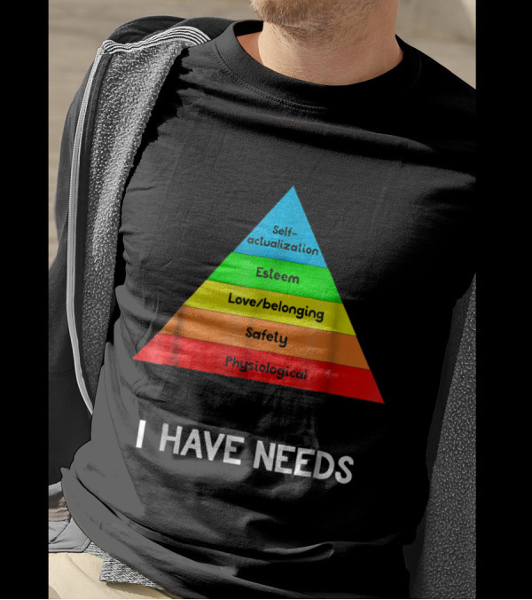 I Have Needs Funny Psychology Hierarchy Self-Actualization Esteem Love Belonging Safety Physiological T-Shirt