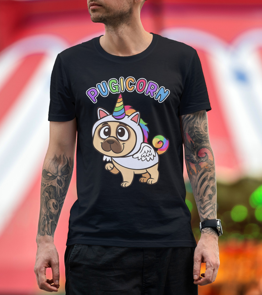 Pugicorn Funny Pug Majestic Unicorn Pug T-Shirt