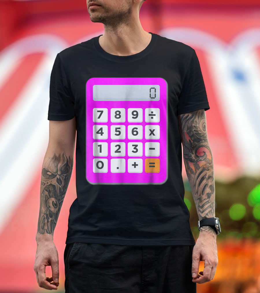 Calculator 0 Display in Pink with Mathematical Buttons 7894561230+÷x-= T-Shirt