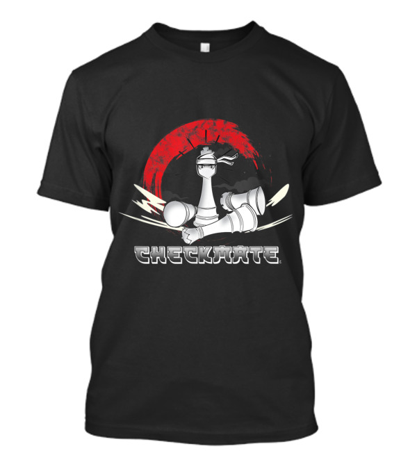 Checkmate Chess Ninja King With Red Sun Backdrop T-Shirt