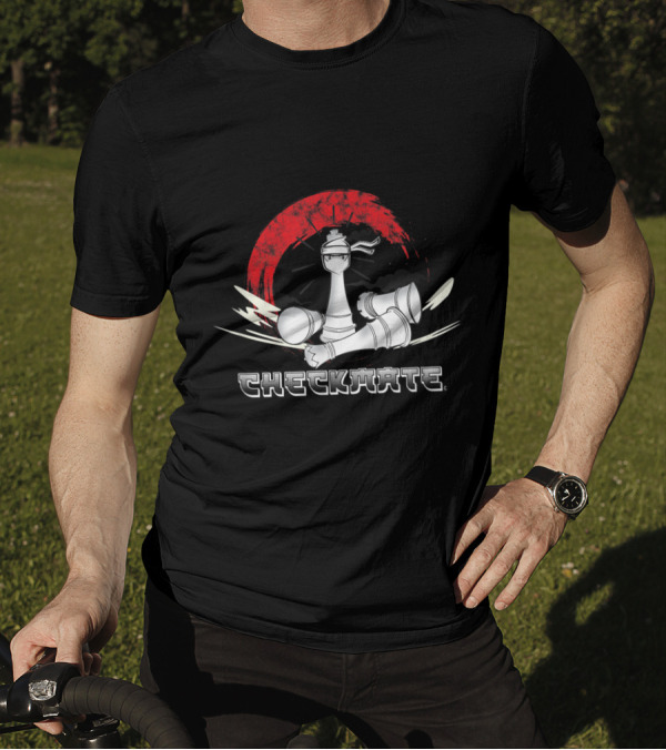 Checkmate Chess Ninja King With Red Sun Backdrop T-Shirt