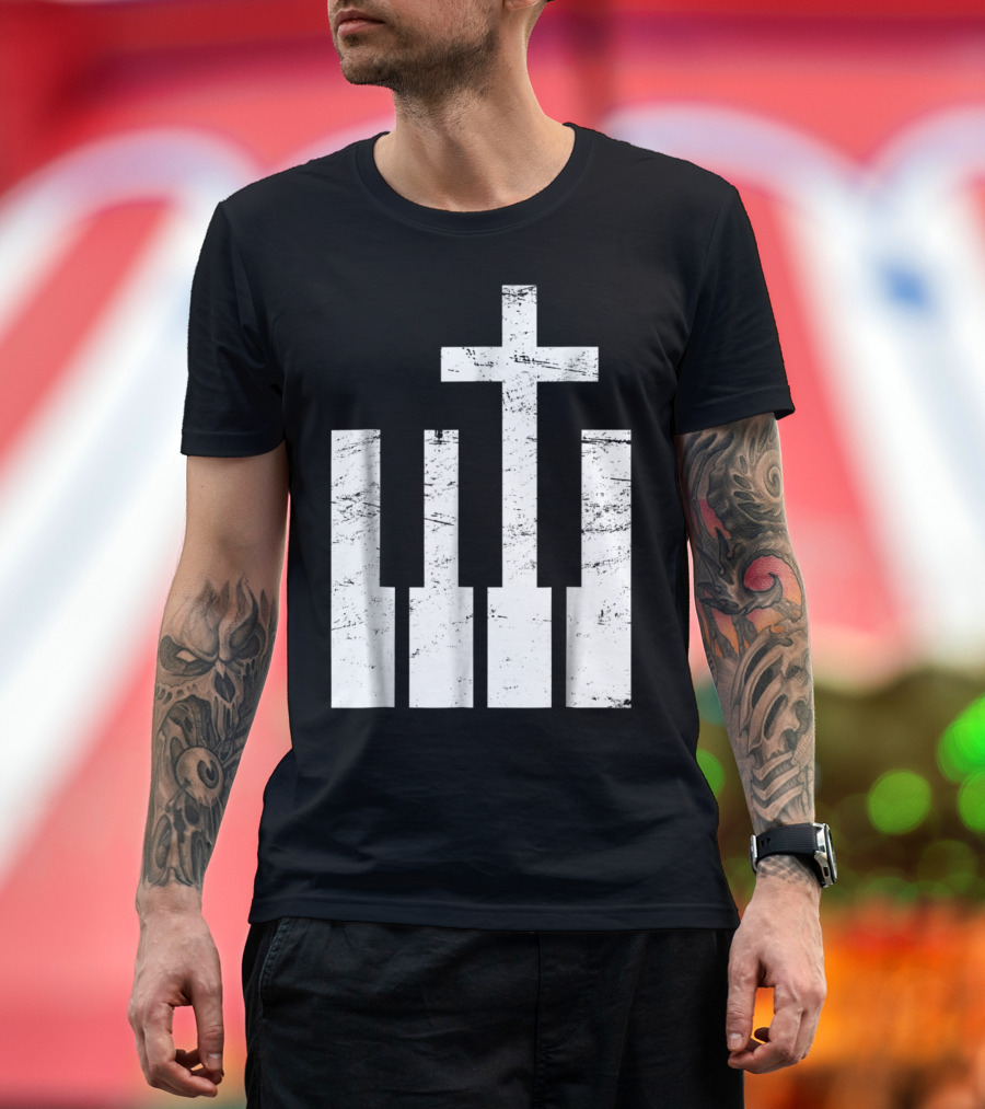Keyboard And Cross Musician Christian T-Shirt