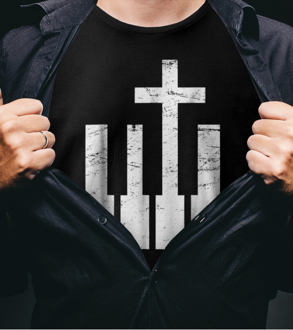 Keyboard And Cross Musician Christian T-Shirt