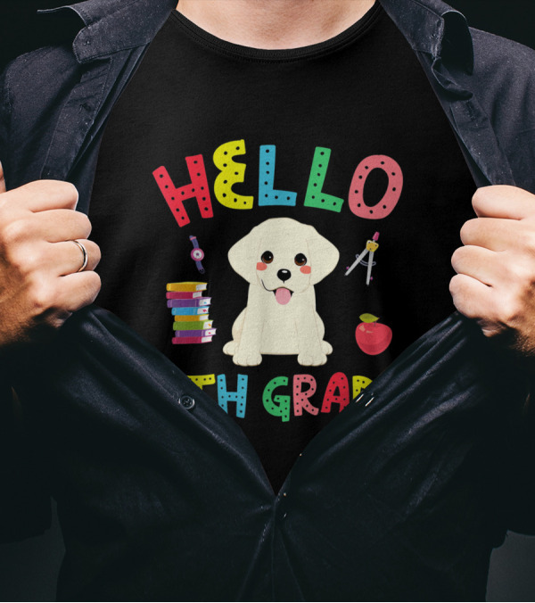 Hello 6th Grade With Labrador Puppy And School Supplies T-Shirt