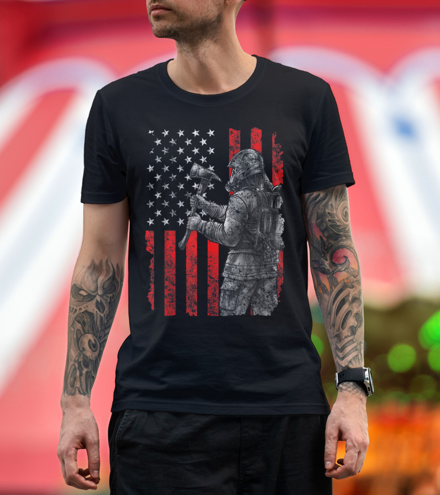 Firefighter Flag American Pride Hero Graduation T-Shirt