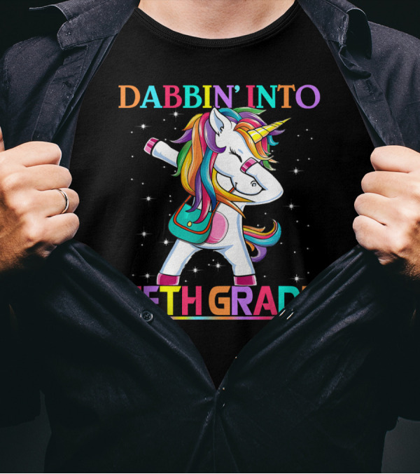Dabbin' Into Fifth Grade Unicorn With Rainbow Mane T-Shirt