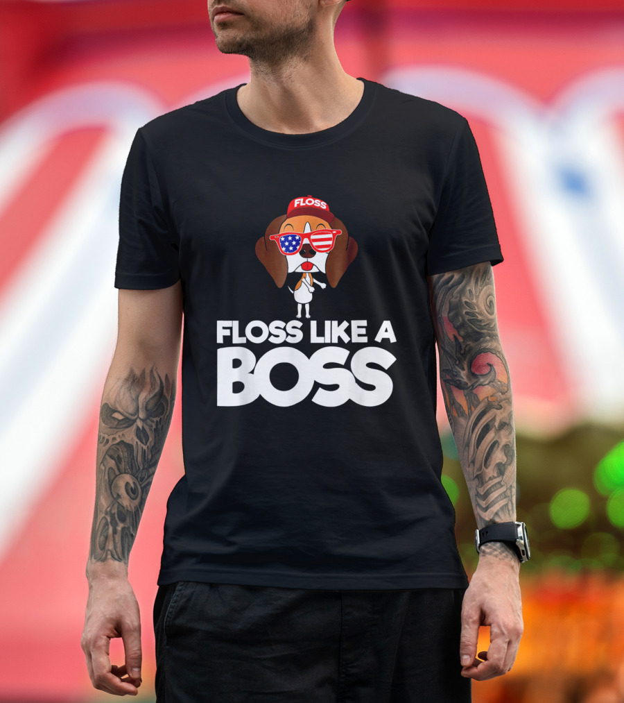 Back to School Floss Like A Boss Beagle USA Flag Glasses T-Shirt