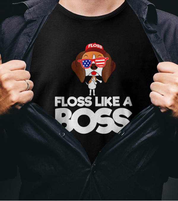 Back To School Floss Like A Boss Beagle USA Flag Glasses T-Shirt
