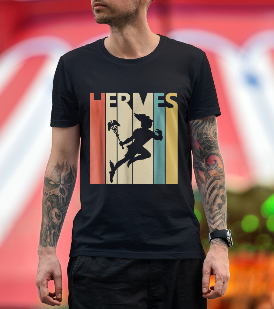 HERMES God Vintage Style Silhouette Retro Colors T-Shirt