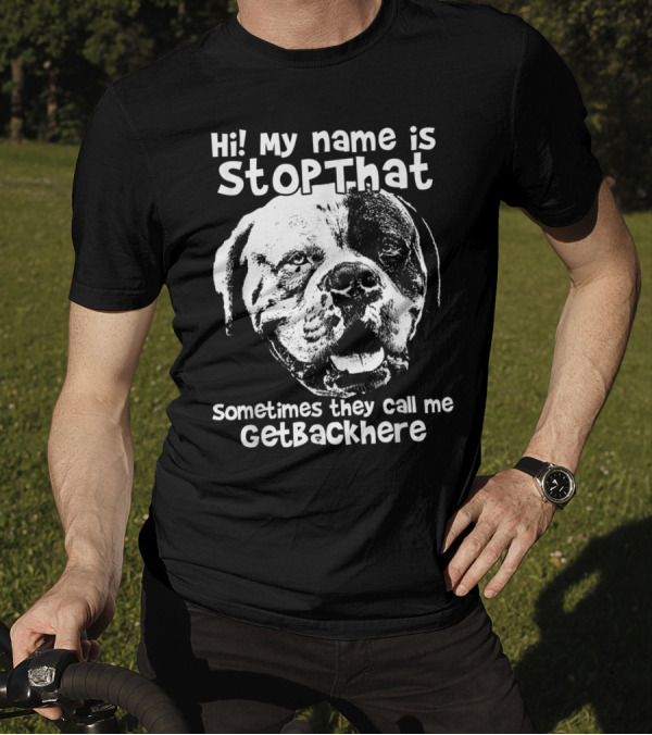 Hi My Name Is StopThat Sometimes They Call Me GetBackHere Funny America T-Shirt