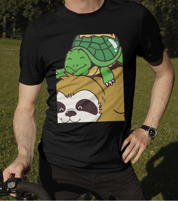 Funny Running Wild Sloth Turtle Ride T-Shirt