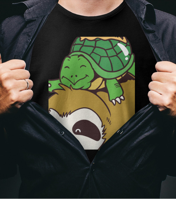 Funny Running Wild Sloth Turtle Ride T-Shirt