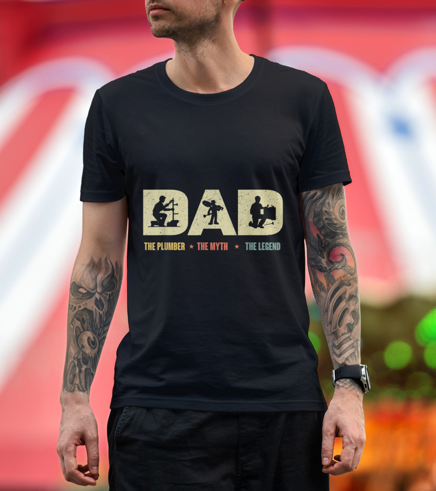 DAD The Plumber The Myth The Legend with Silhouette Icons T-Shirt