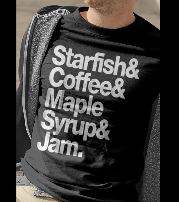Starfish And Coffee Maple Syrup And Jam Retro Funky Breakfast T-Shirt