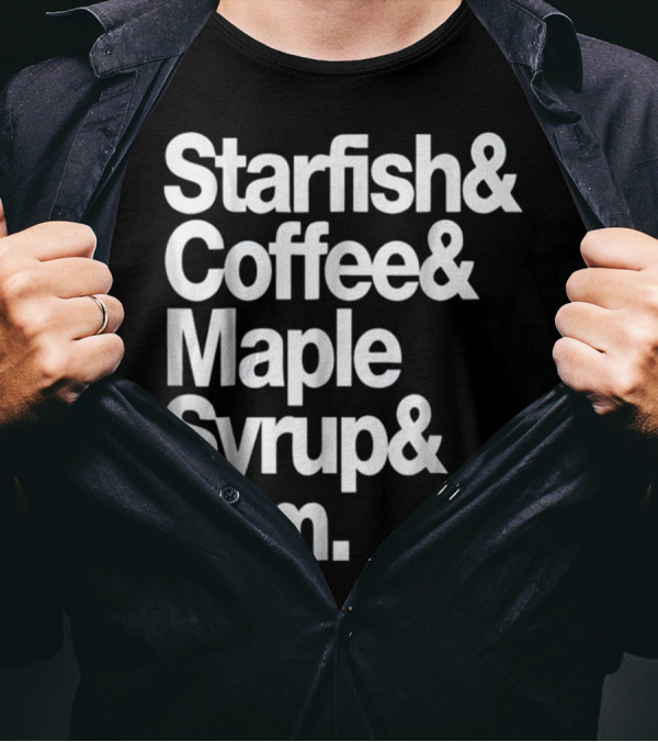 Starfish And Coffee Maple Syrup And Jam Retro Funky Breakfast T-Shirt