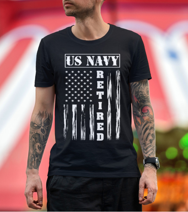 Premium T-Shirt: US NAVY Retired Distressed American Flag T-Shirt US NAVY Retired Distressed American Flag T-Shirt