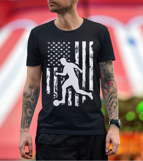 Premium T-Shirt: USA American Flag Soccer Player Silhouette T-Shirt USA American Flag Soccer Player Silhouette T-Shirt
