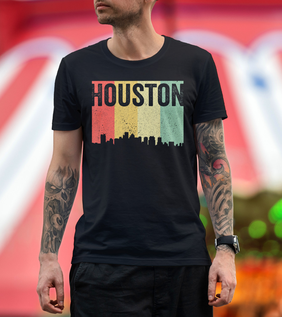 Retro Houston Skyline Vintage Souvenir Texas T-Shirt