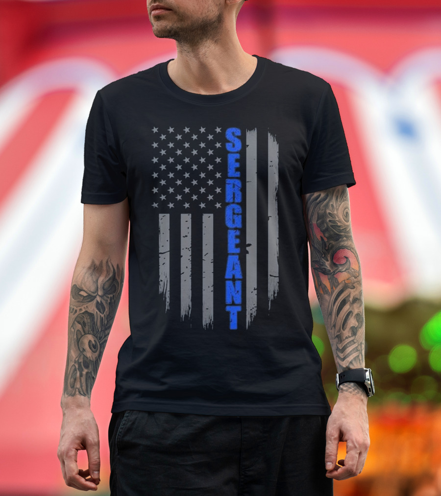Thin Blue Line Flag Sergeant T-Shirt