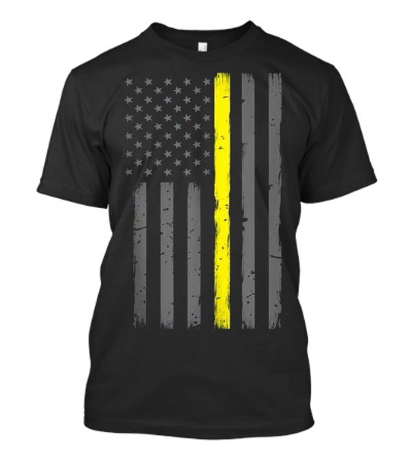 Thin Gold Line American Flag 911 Dispatcher Support T-Shirt