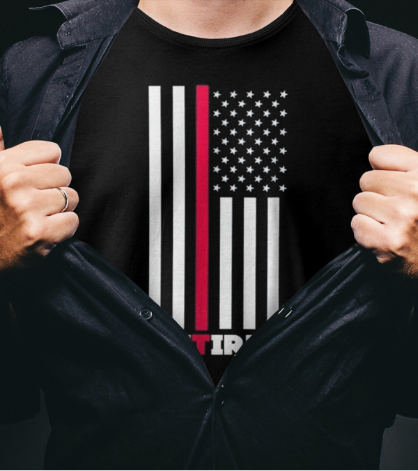 Thin Red Line American Flag Retired Firefighter Retirement T-Shirt
