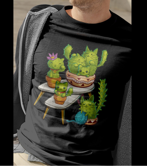 Cat Cactus On Tables T-Shirt