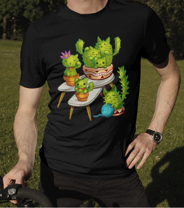 Cat Cactus On Tables T-Shirt