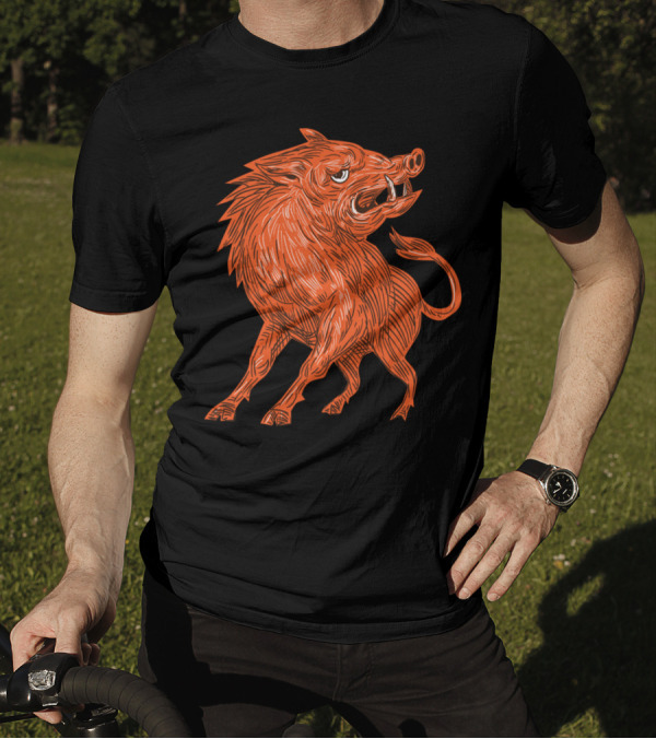 Angry Razorback Ready To Attack Drawing T-Shirt